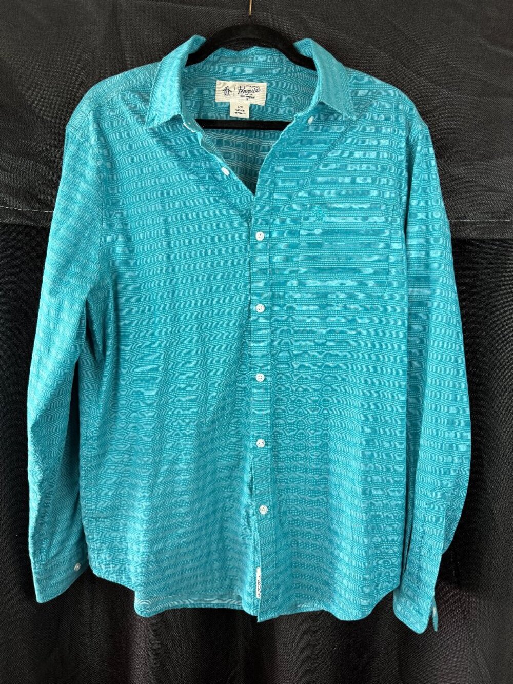 Penguin Long Sleeved Button Up Shirt (Size LG)